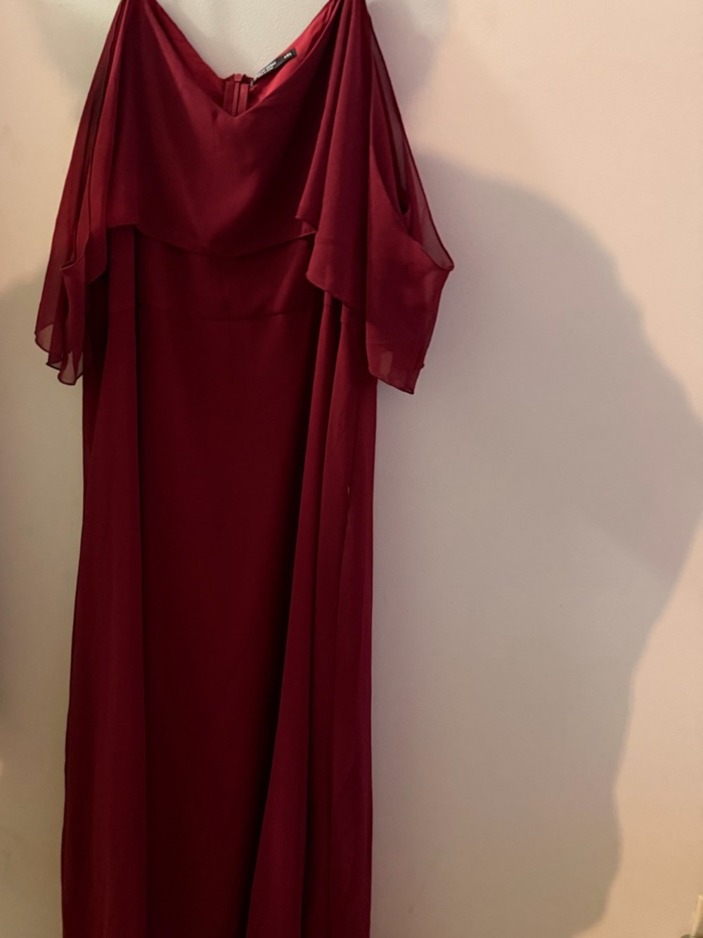 NWOT, 4XL/20 SHEIN Curve, Women's Burgundy Off-Shoulder Maxi Dress
